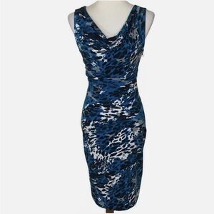 Ann Taylor Blue & Black Leopard Sheath Dress
